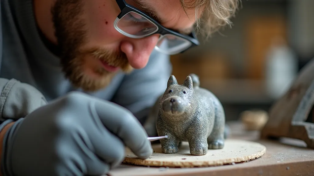 Carving a soapstone animal