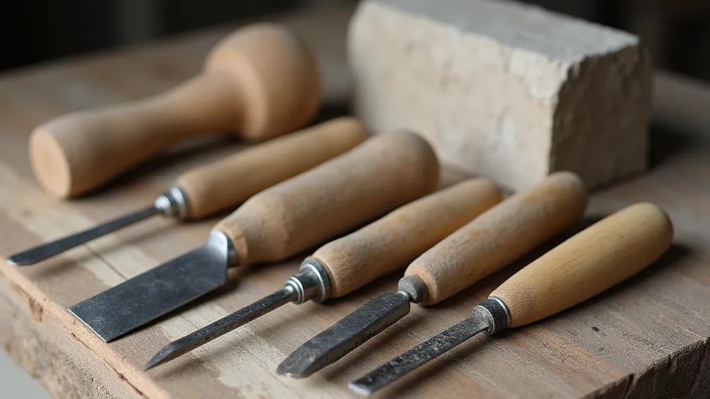 Stone carving tools used for limestone.