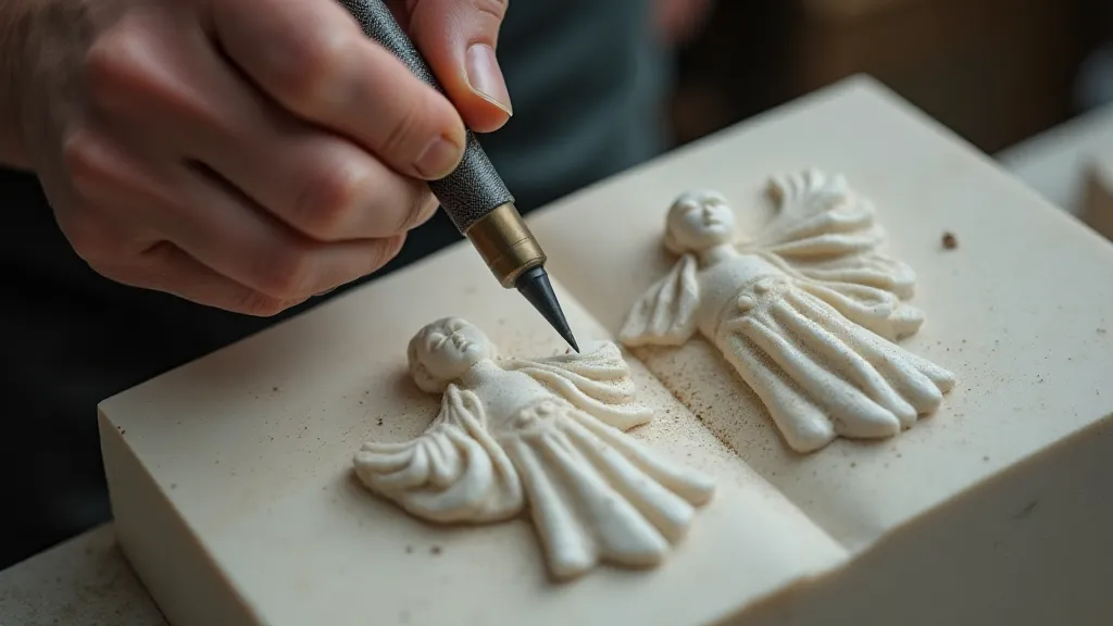 Sculptor using diamond point carving