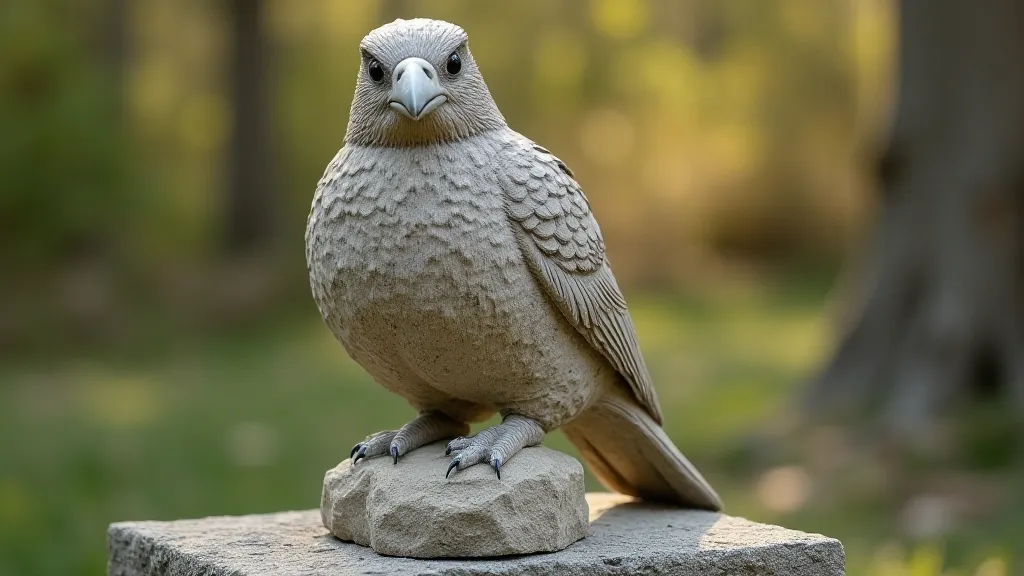 Finished sandstone carving of a bird