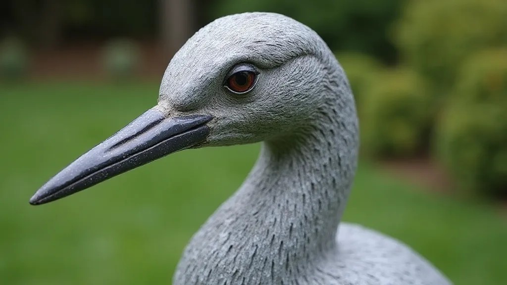 Granite sculpture of a heron.