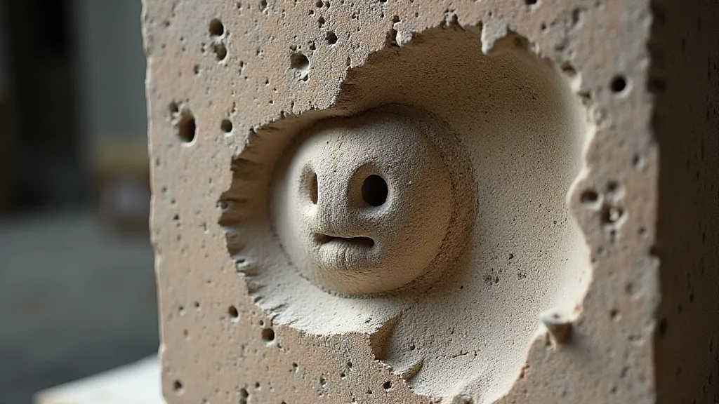 Limestone carving showcasing rough and smooth textures.