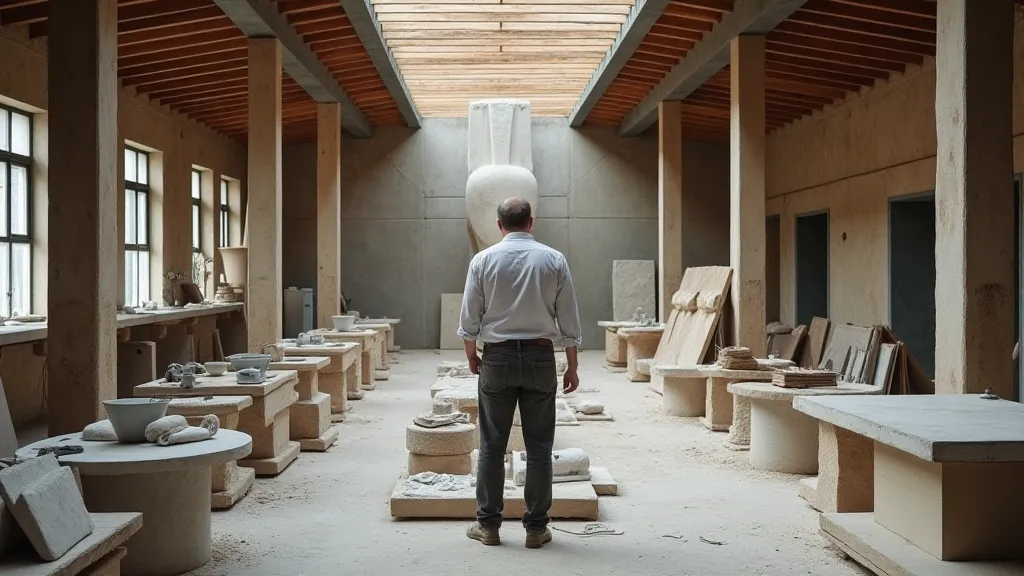 Modern stone carving studio