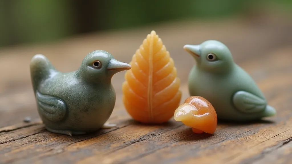 Collection of carved soapstone pieces.