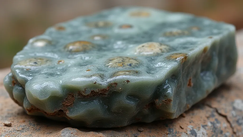 Raw soapstone chunk showing varied colors.