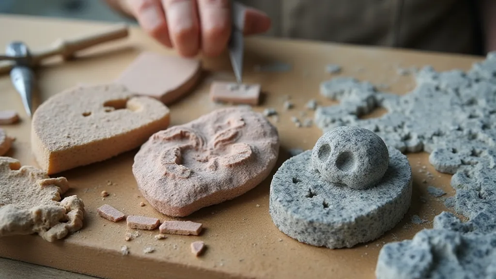 Different types of stone being carved